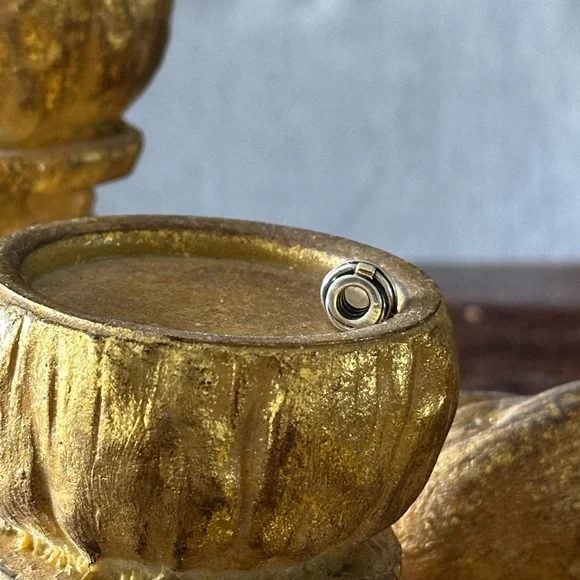 Pandora Two Tone 14K Gold Silver Twisted Rope Charm - Picture 10 of 15